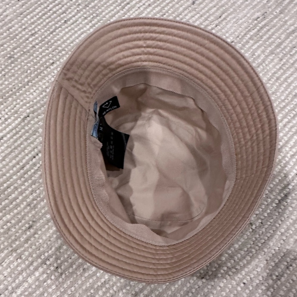 Authentic Prada Satin Bucket Hat in Beige with Triangle Logo - Picture 2 of 6